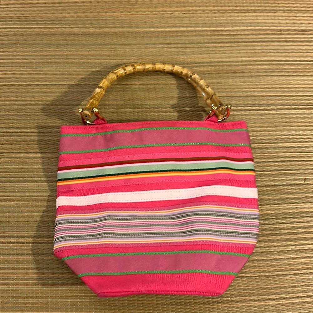 Tiannl ribbon purse with bamboo handles